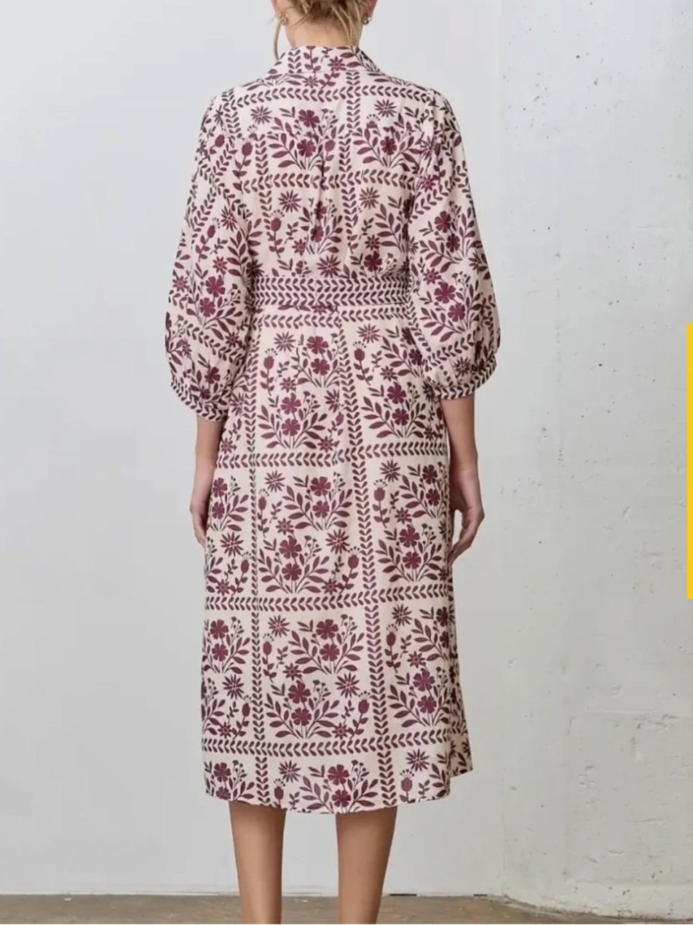 NWT ⛱️Polagram - Cream Elara Floral Print Button-Down Midi Dress - 1X - Picture 3 of 5